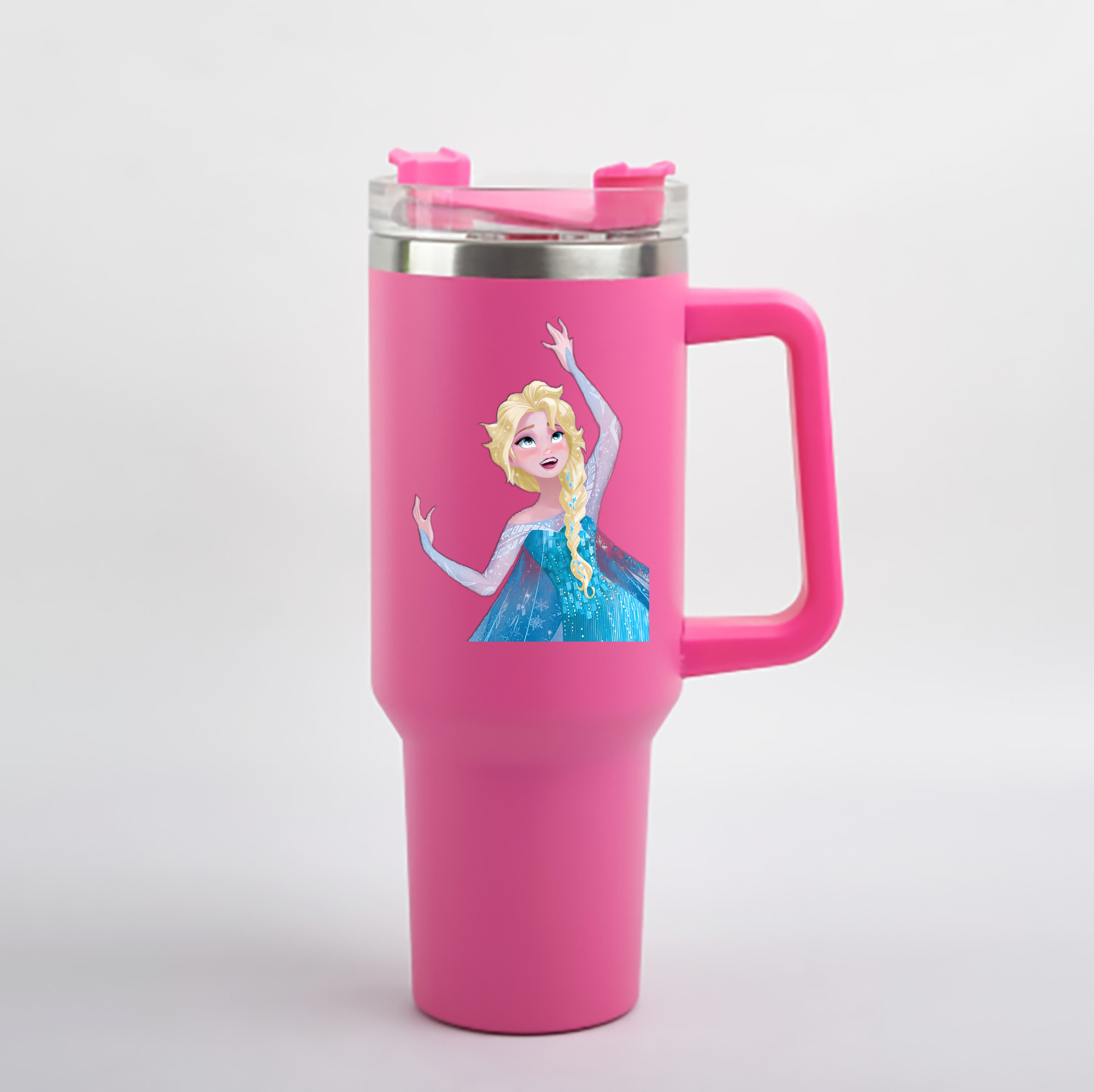 （画像用） アナと雪の女王 アンナ エルサ Frozen Anna Elsa 1200mL車用タンブラー - クリスタルステッカー（プラスチックストロー付き）
